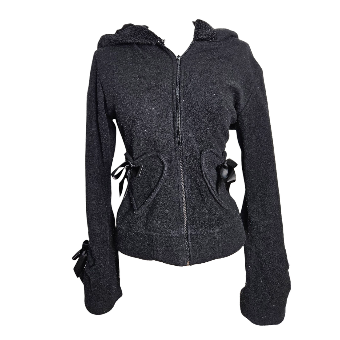 Veste à capuche détails ruban et lacage