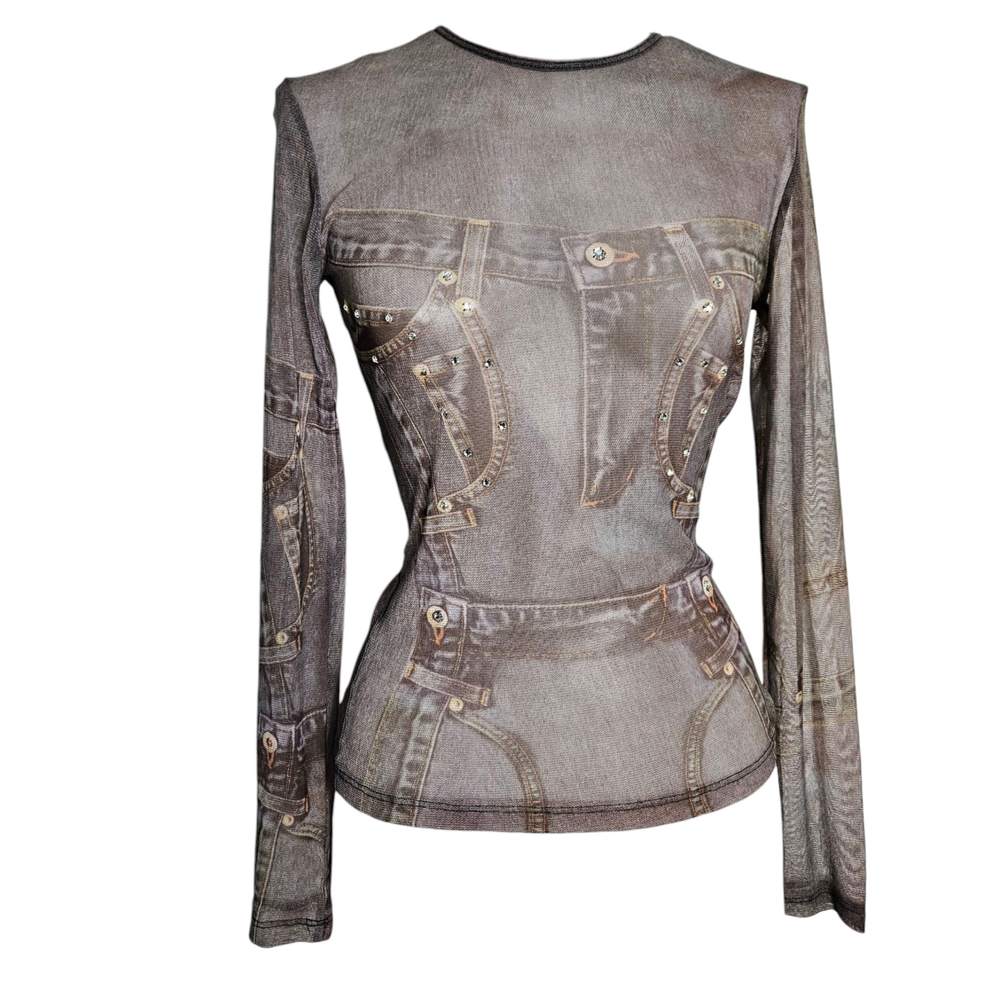 Haut en voile motif denim