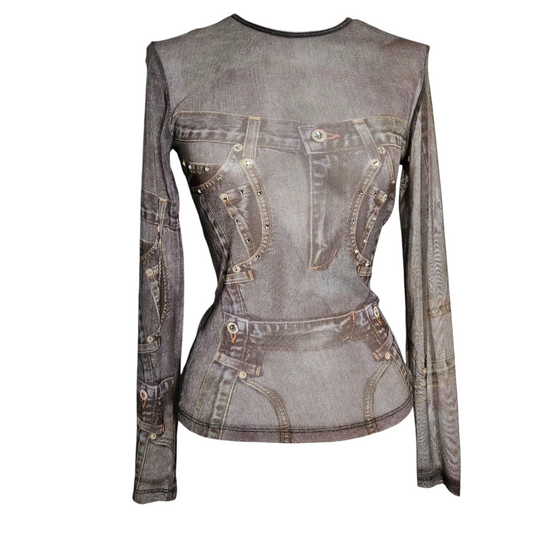 Haut en voile motif denim