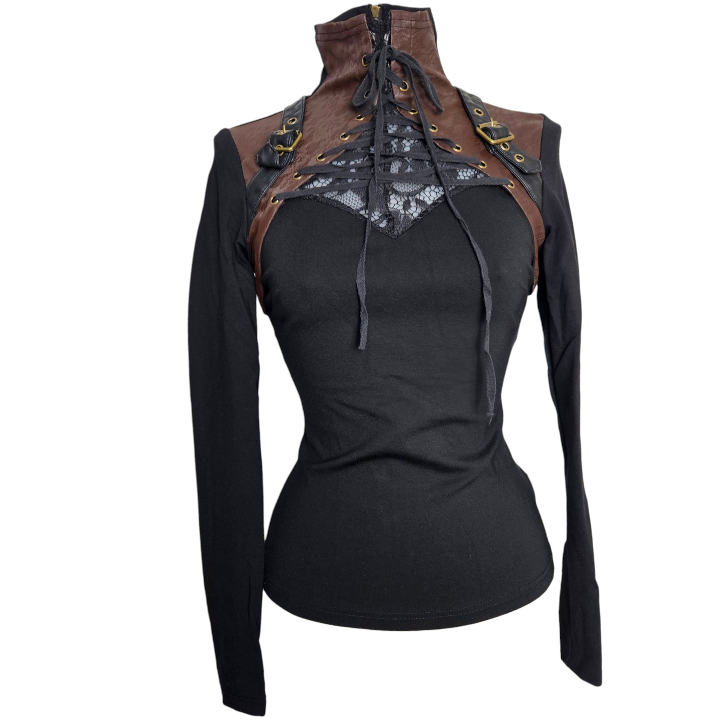 Haut empiècement similicuir Punk Rave