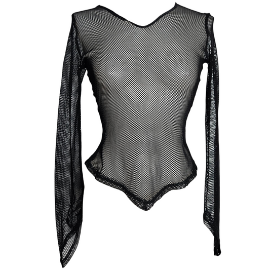 Haut asymétrique résille noire