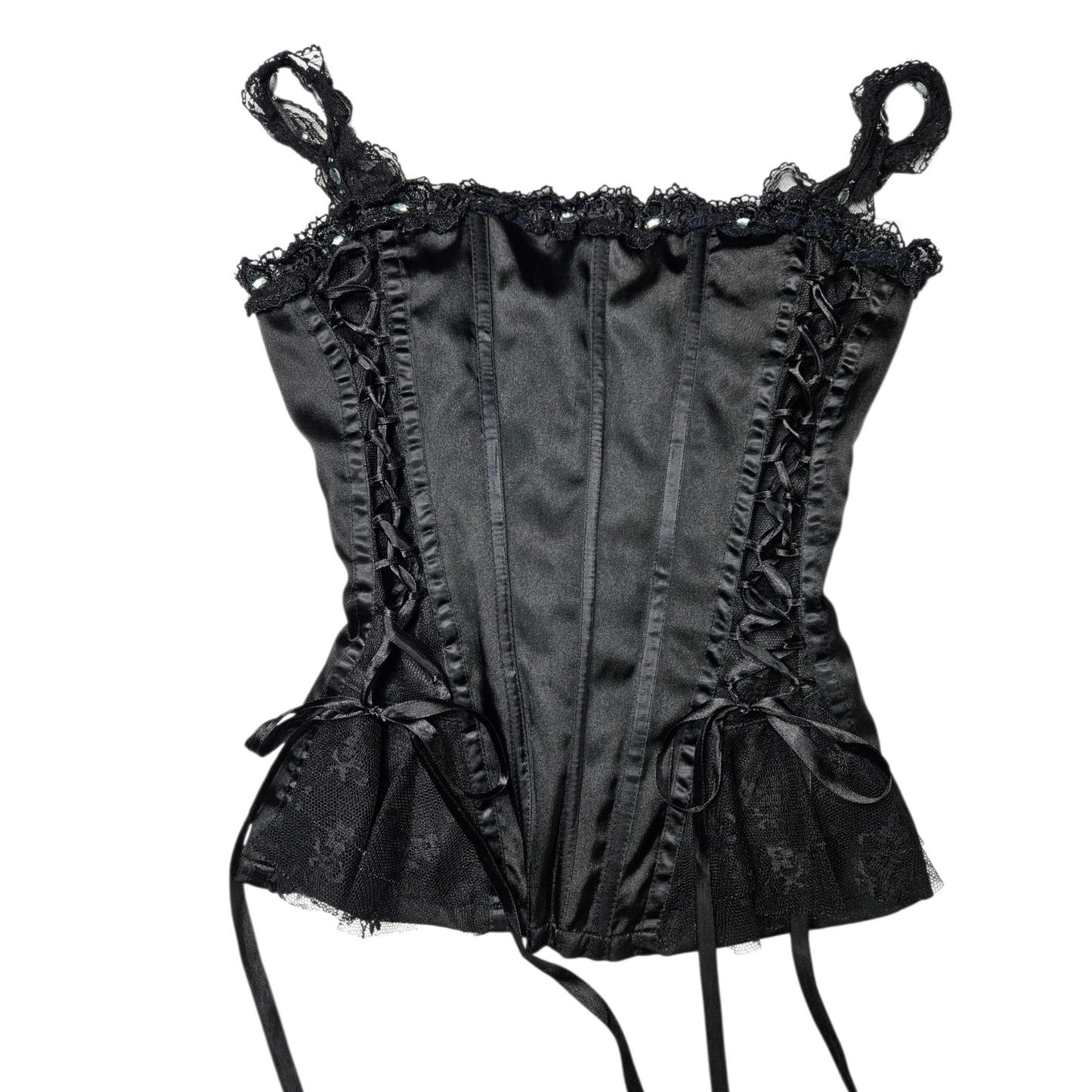 Haut esprit corset satiné noir
