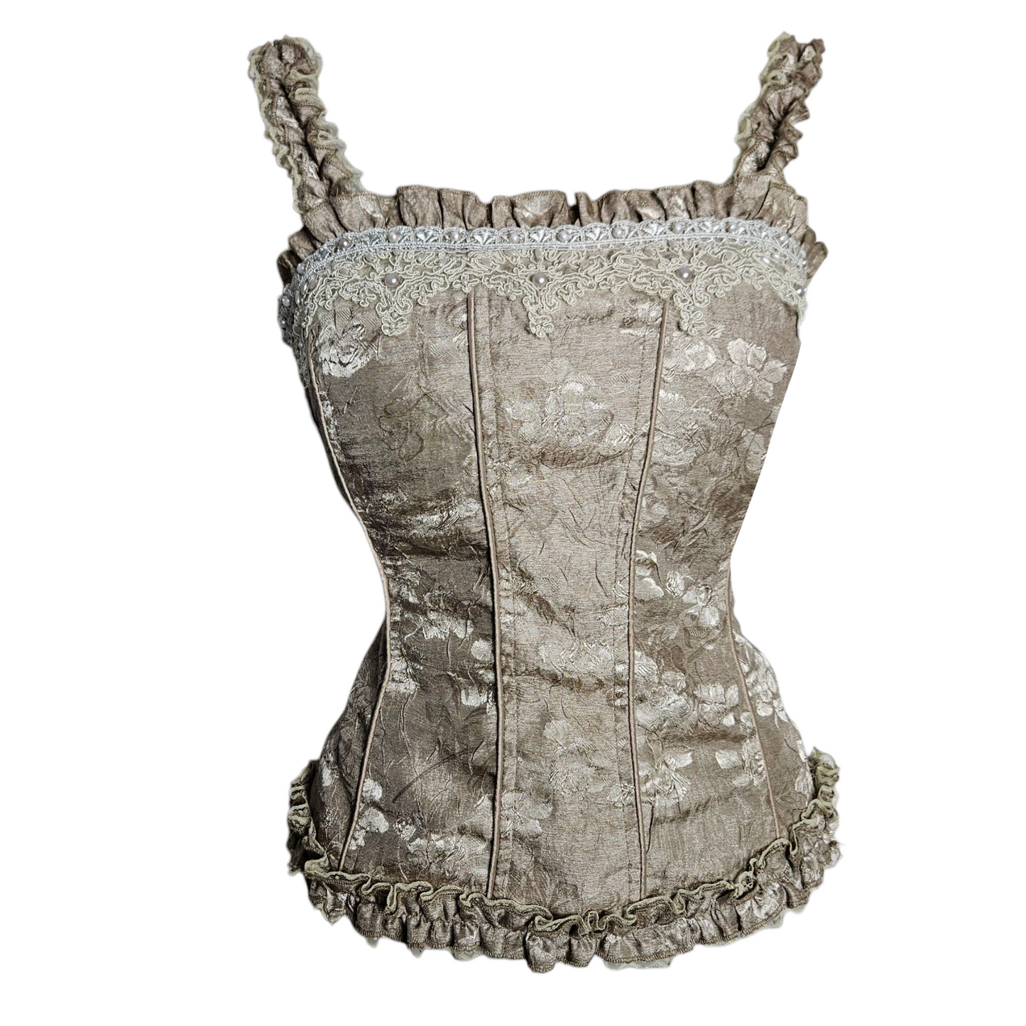 Haut satiné floral esprit corset