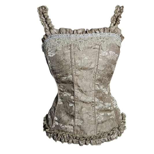 Haut satiné floral esprit corset