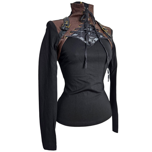 Haut empiècement similicuir Punk Rave