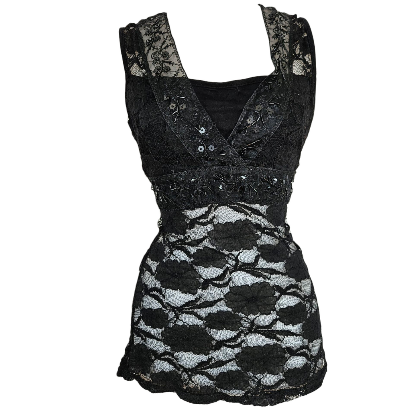 Haut noir en dentelle et sequins