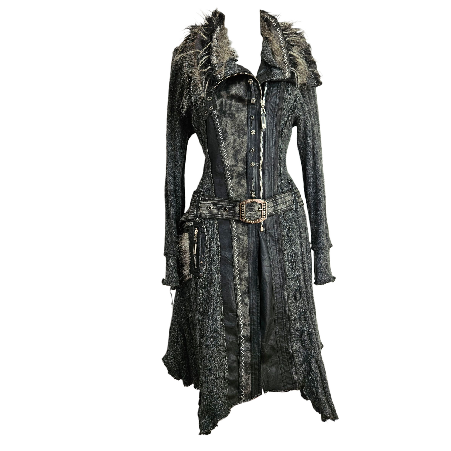 Maxi cardigan multimatières