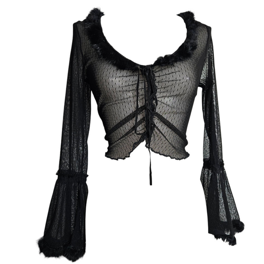 Boléro en voile et fausses plumes