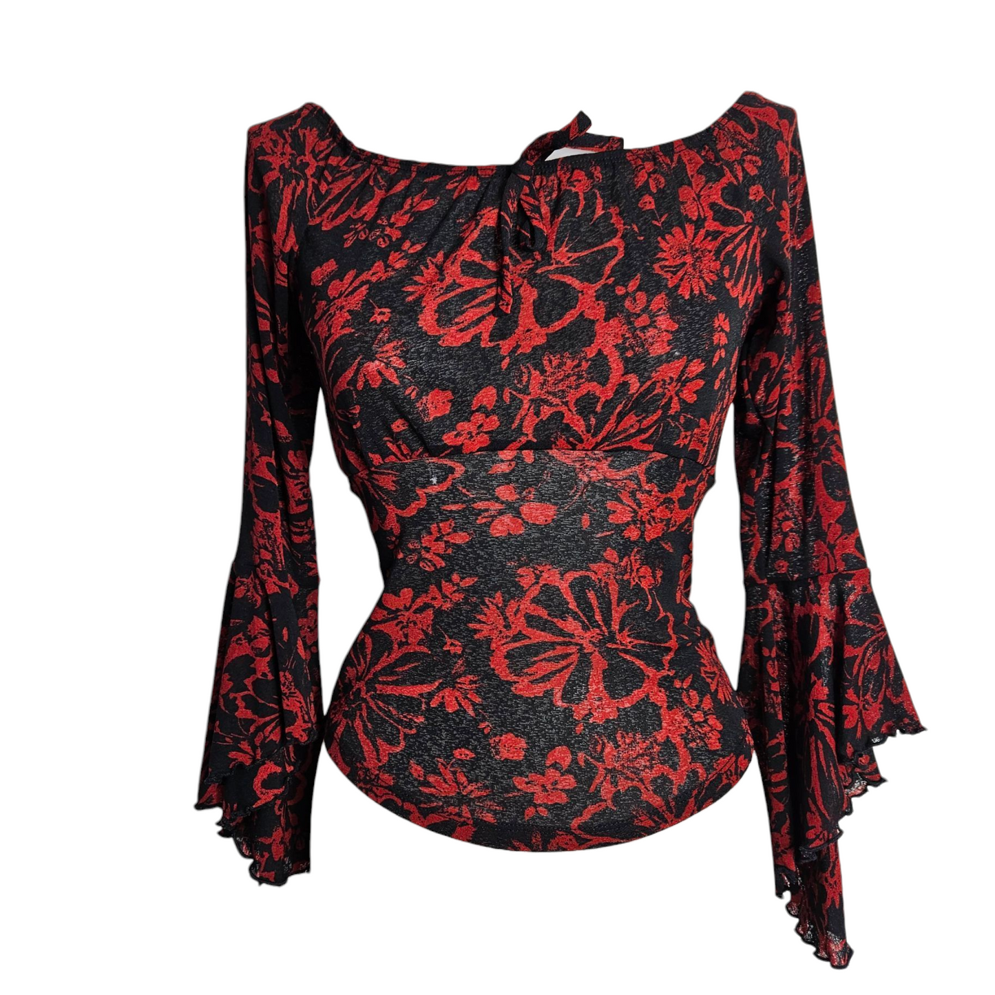 Haut floral rouge et noir