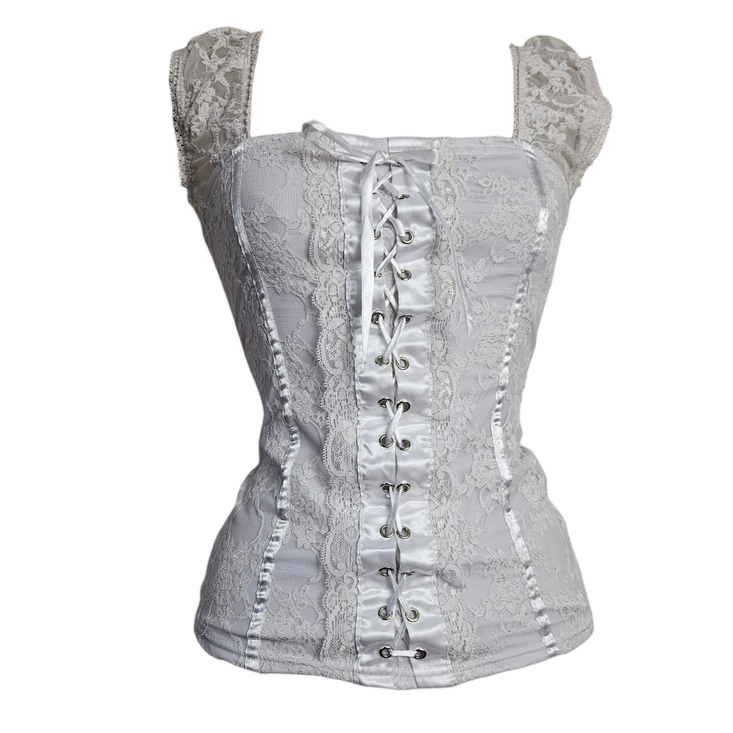 Haut laçage et dentelle blanc