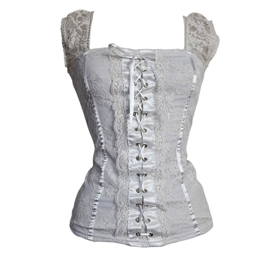 Haut laçage et dentelle blanc