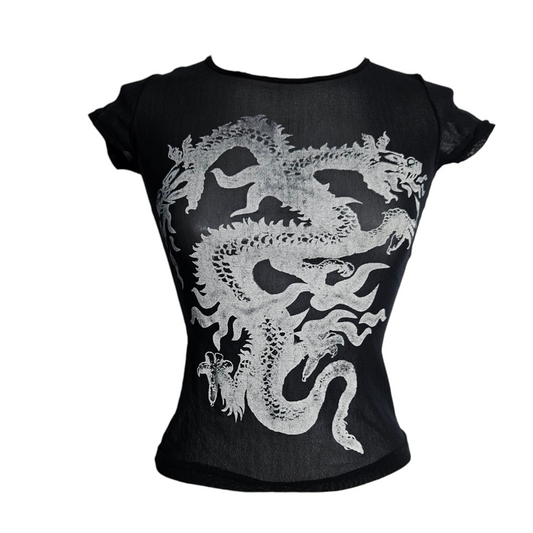 Haut en voile motif dragon
