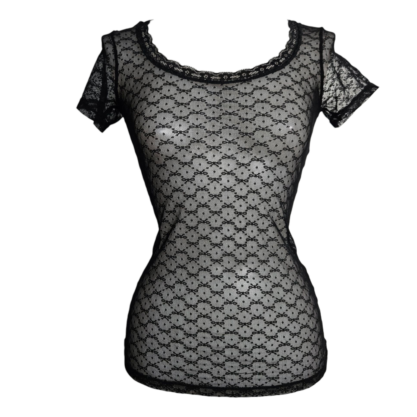 Haut en dentelle florale noire