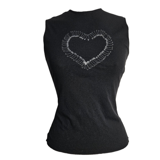 Haut en mesh motif coeur