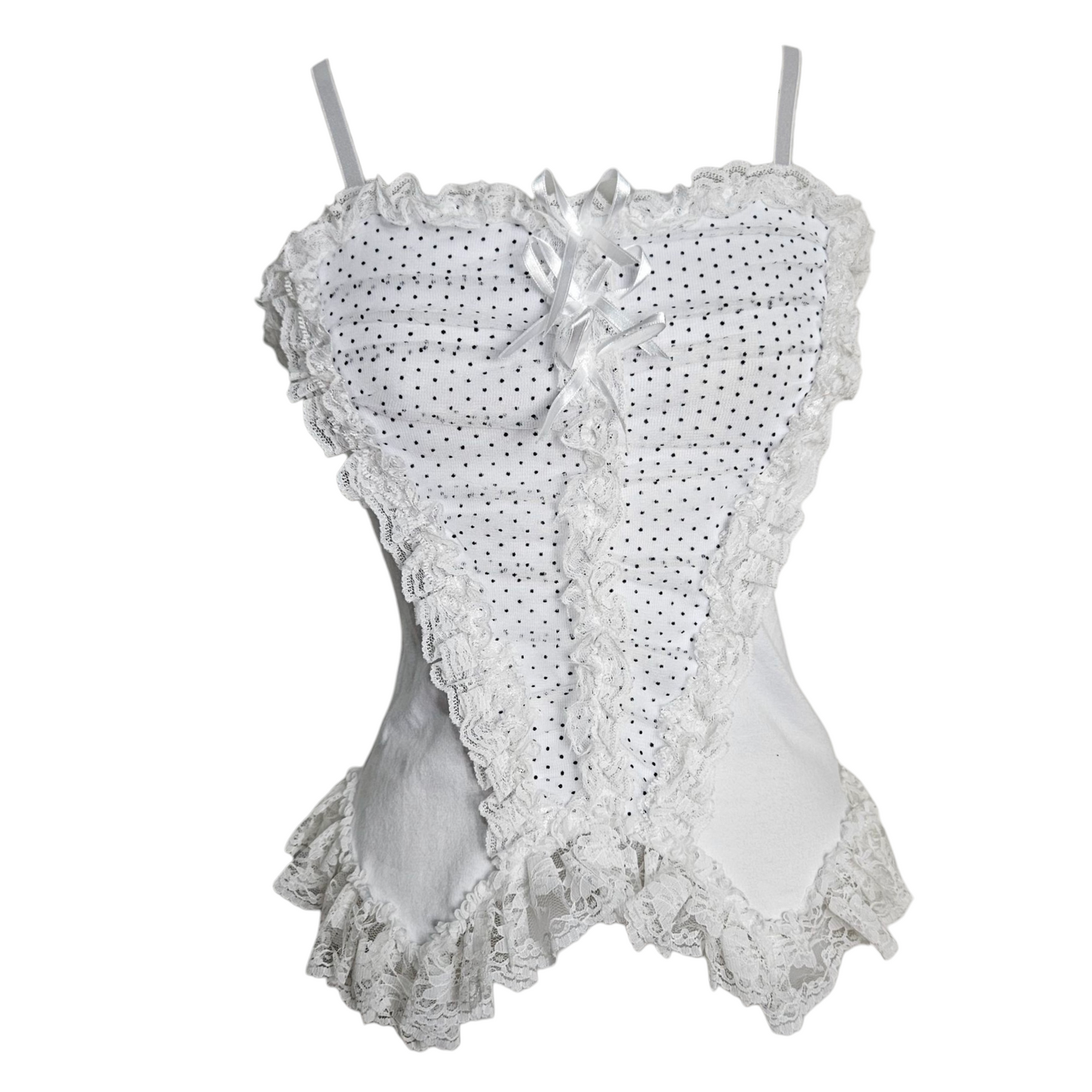 Haut aysmétrique dentelle et noeud