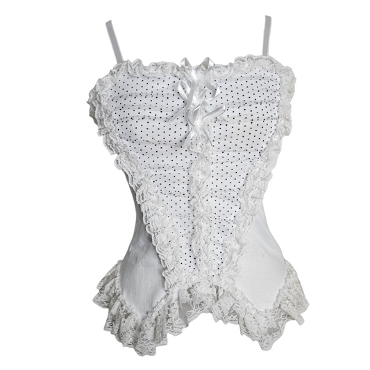 Haut aysmétrique dentelle et noeud