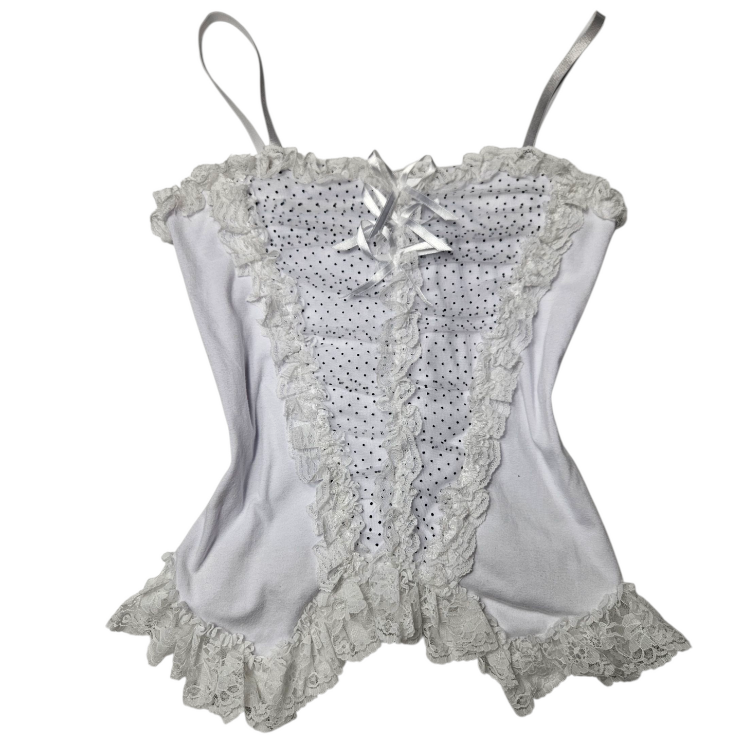 Haut aysmétrique dentelle et noeud