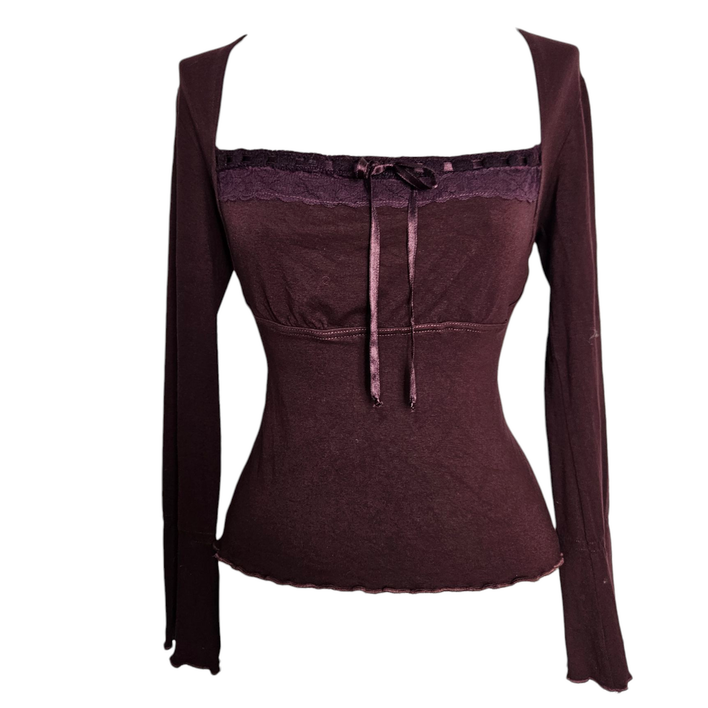 Haut bordeau détails satinés