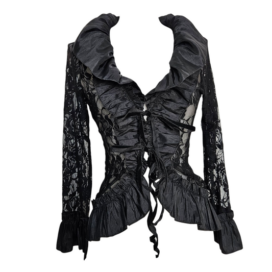 Chemisier en dentelle et satin