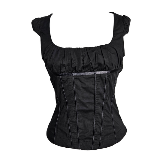 Haut moulant noir col carré