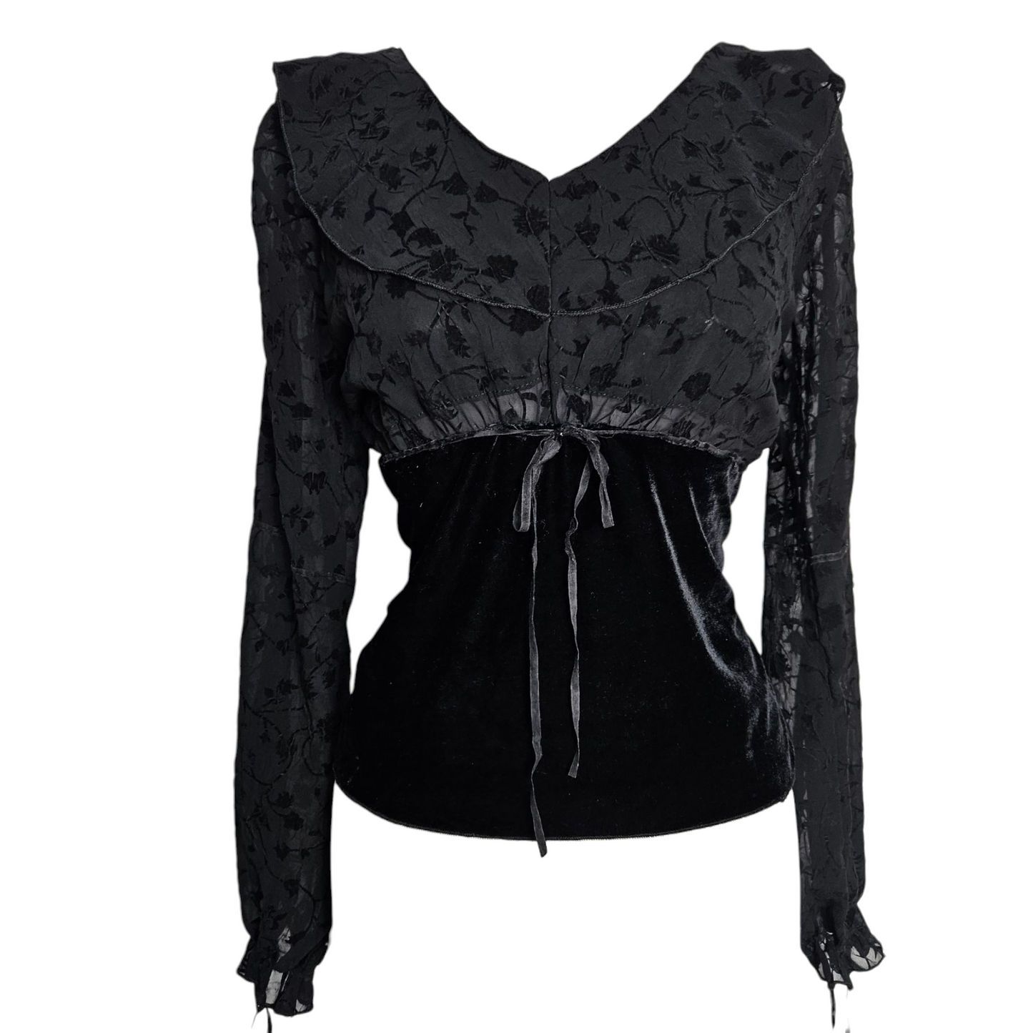 Haut noire en voile et velours