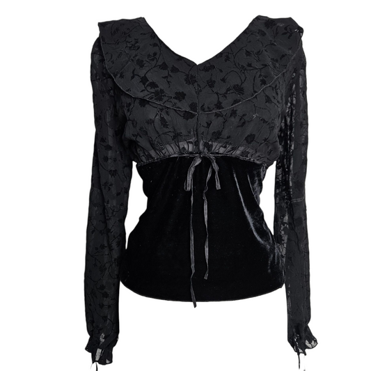 Haut noire en voile et velours