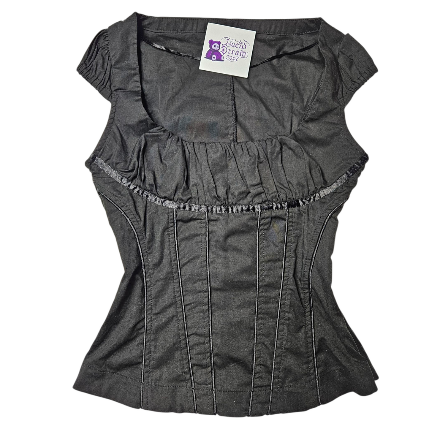 Haut moulant noir col carré