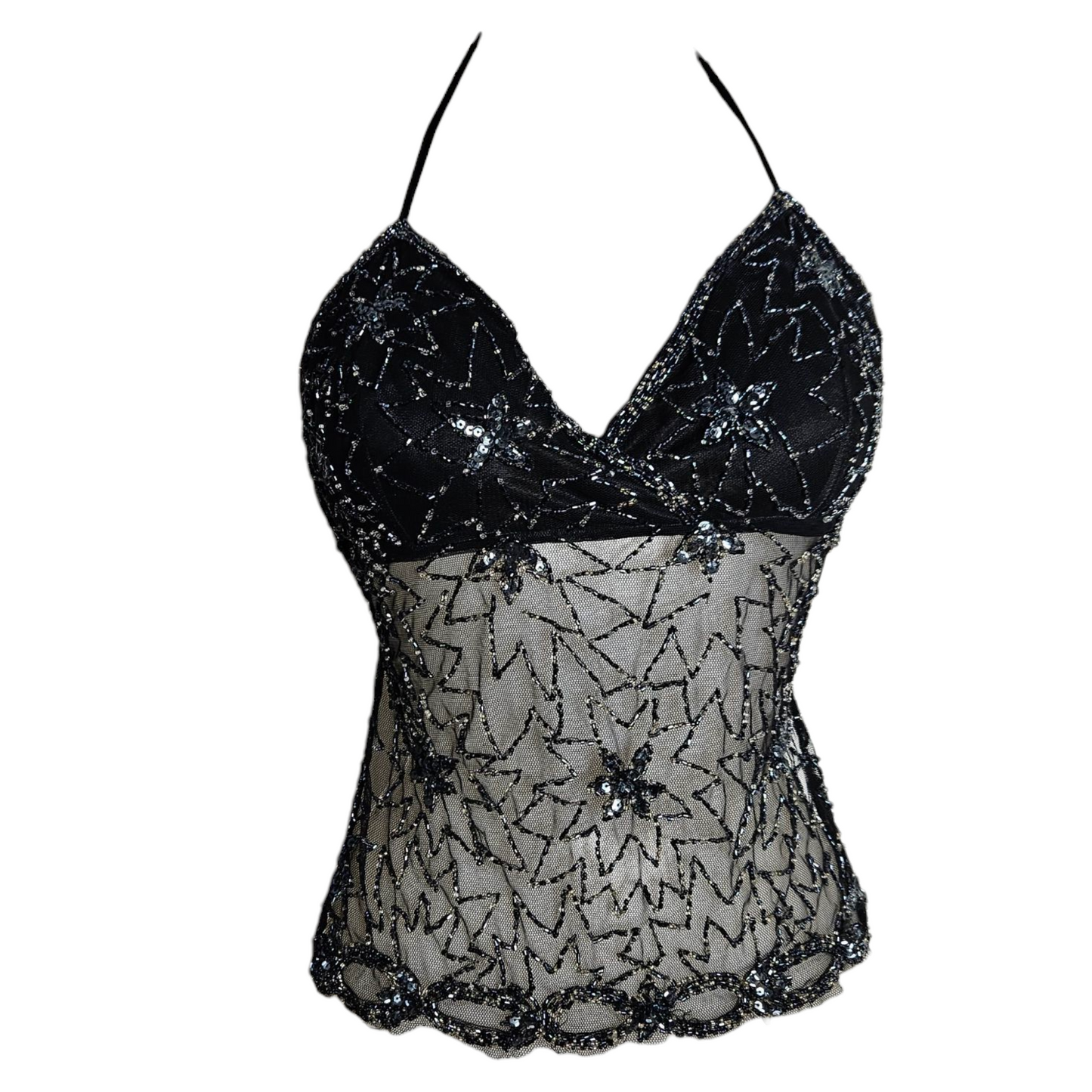 Haut dos nu en voile brodé