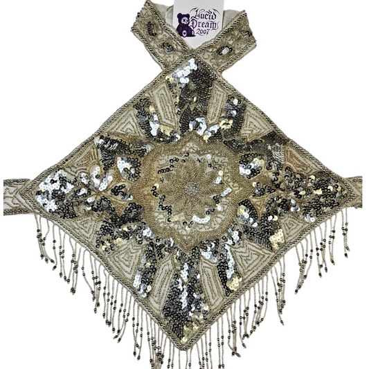 Haut dos nu brodé blanc et argenté