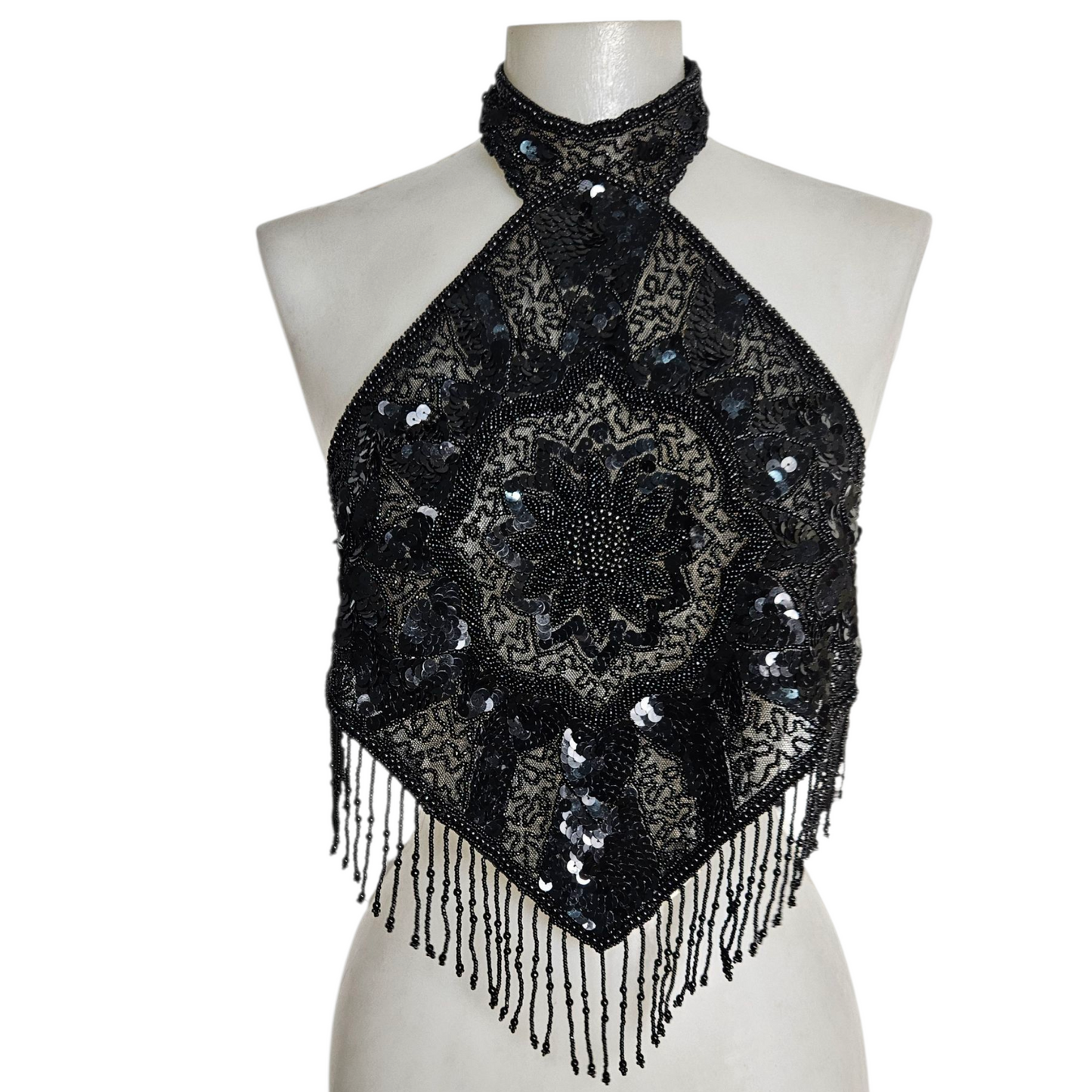 Haut dos nu brodé noir