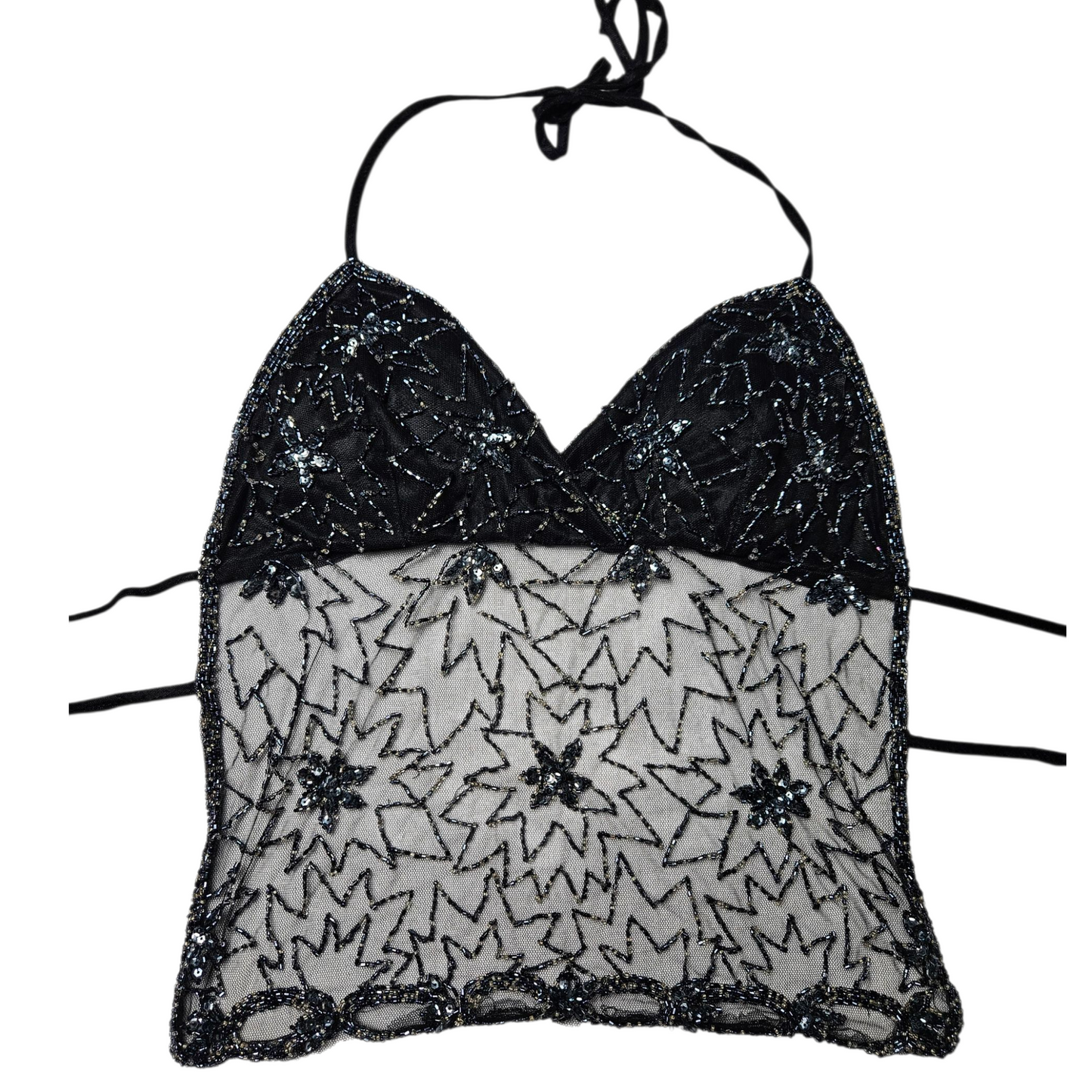 Haut dos nu en voile brodé