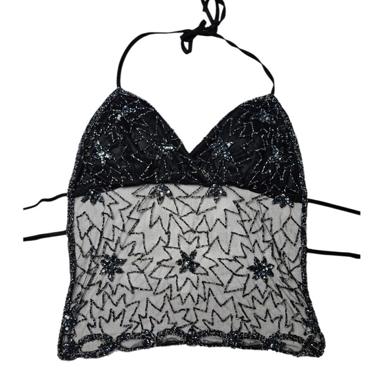 Haut dos nu en voile brodé