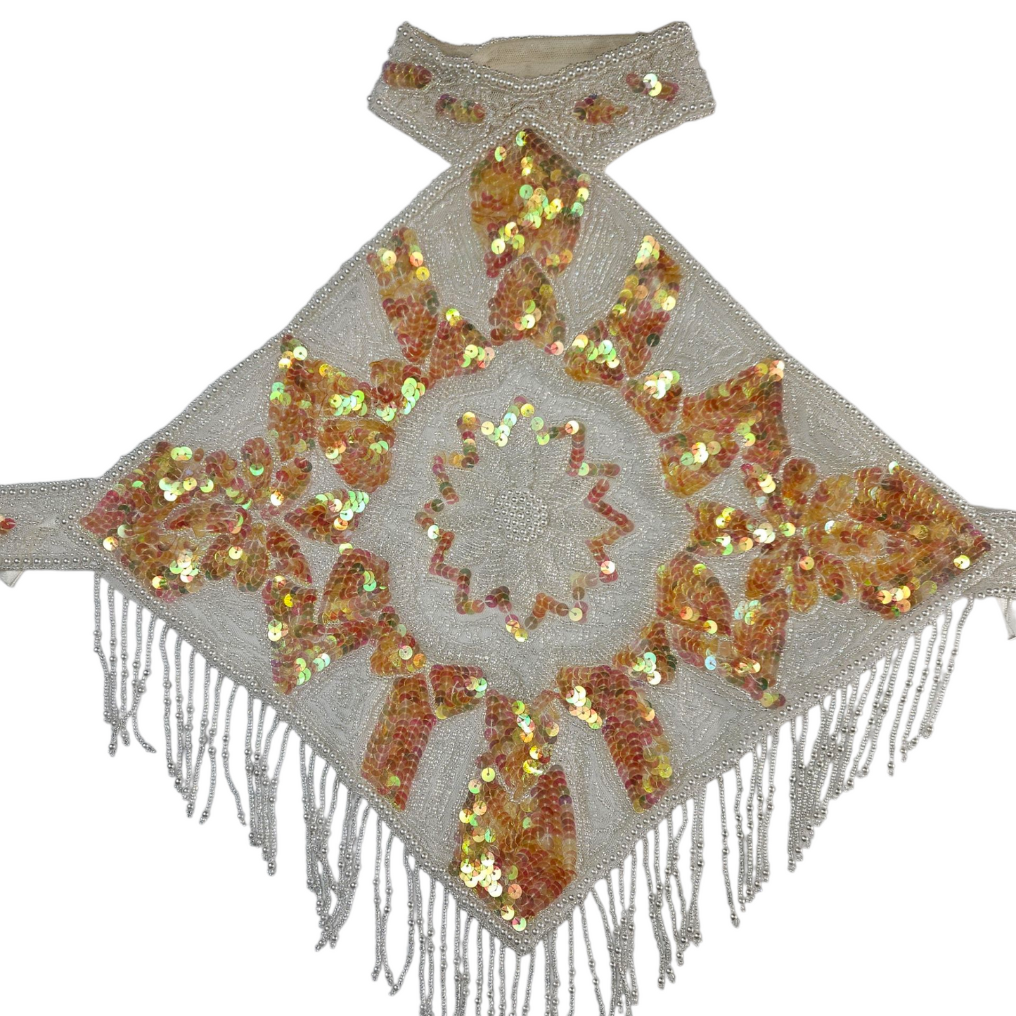 Haut dos nu brodé blanc et doré