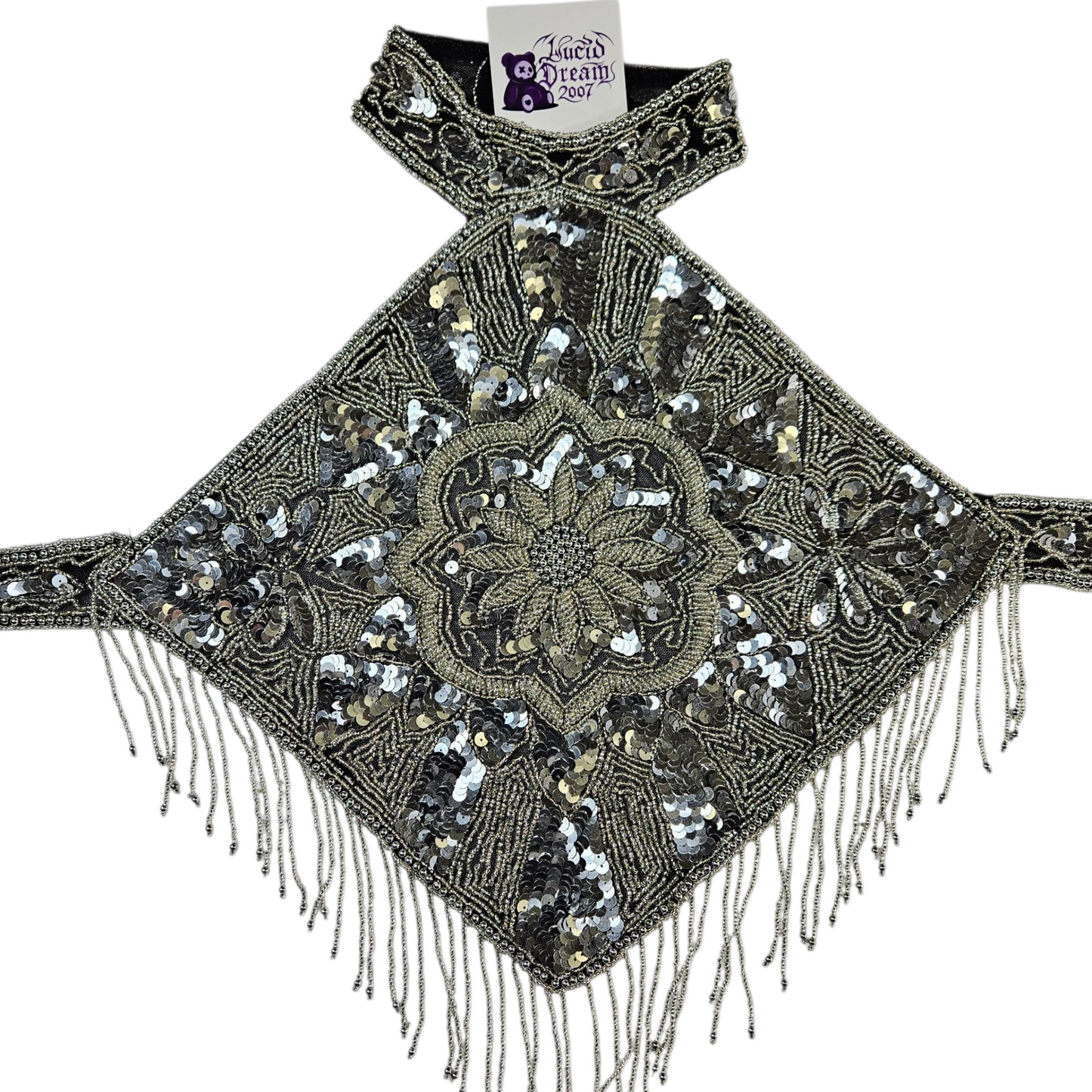 Haut dos nu brodé argenté