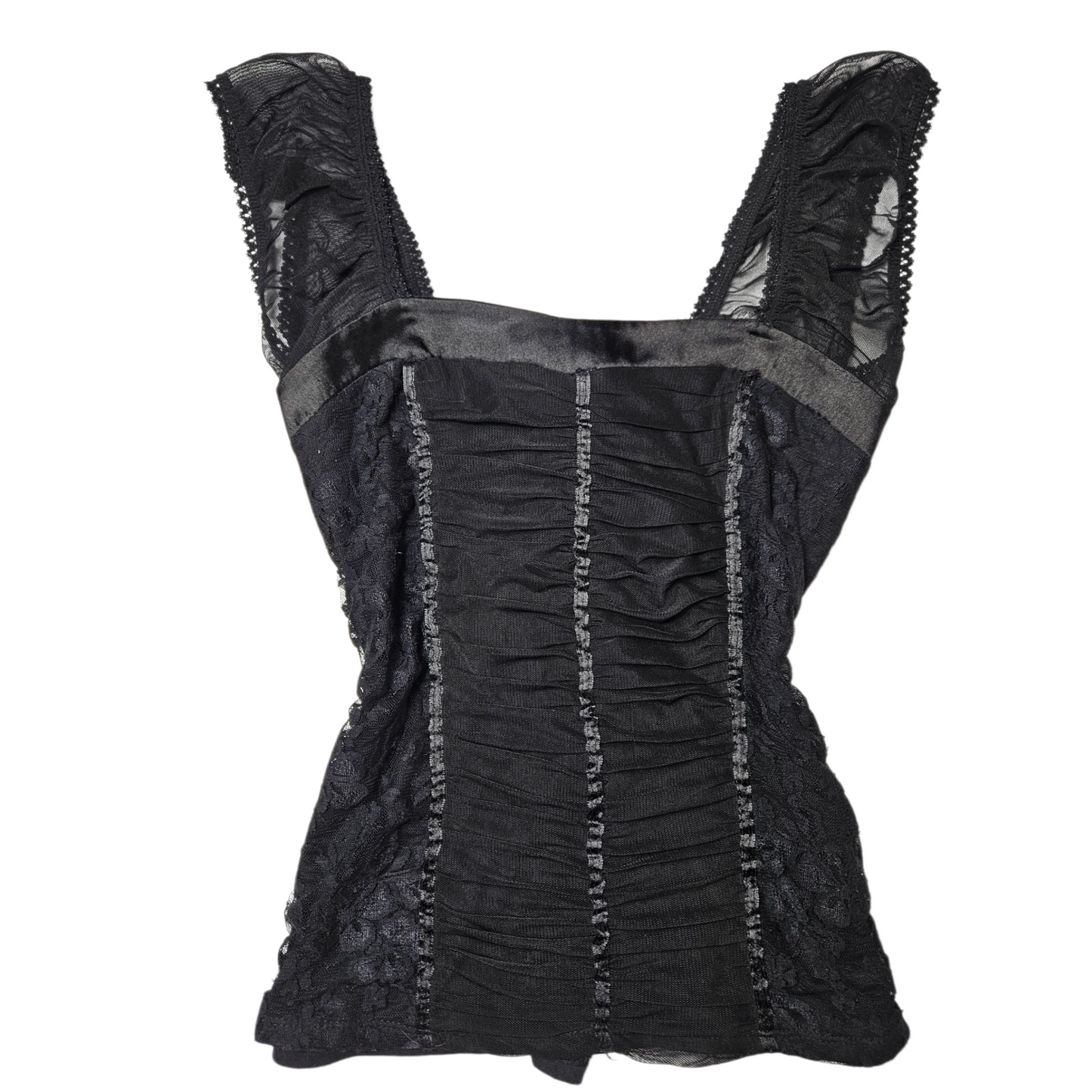 Haut noir en voile plissé