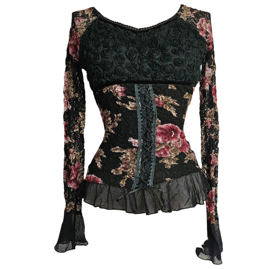 Haut noir à motifs en relief