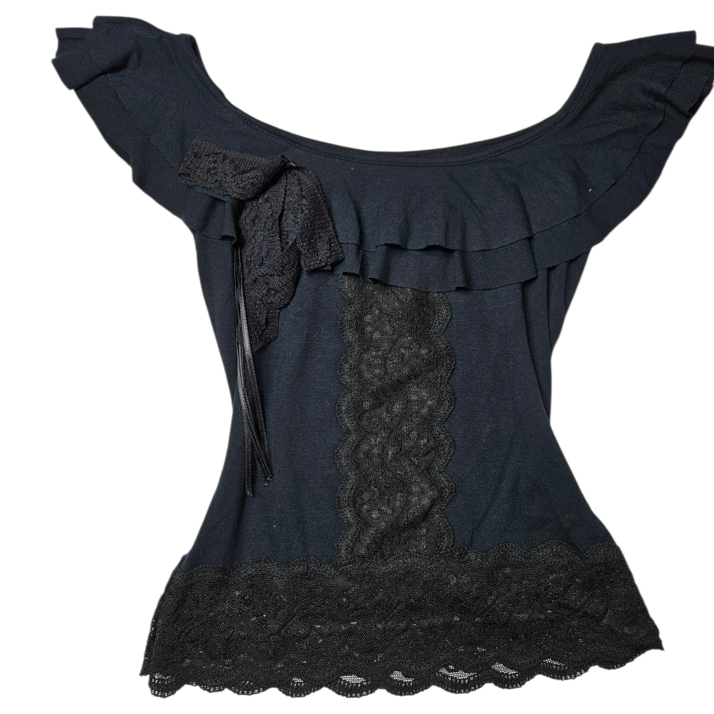 Haut col bardot détails dentelle