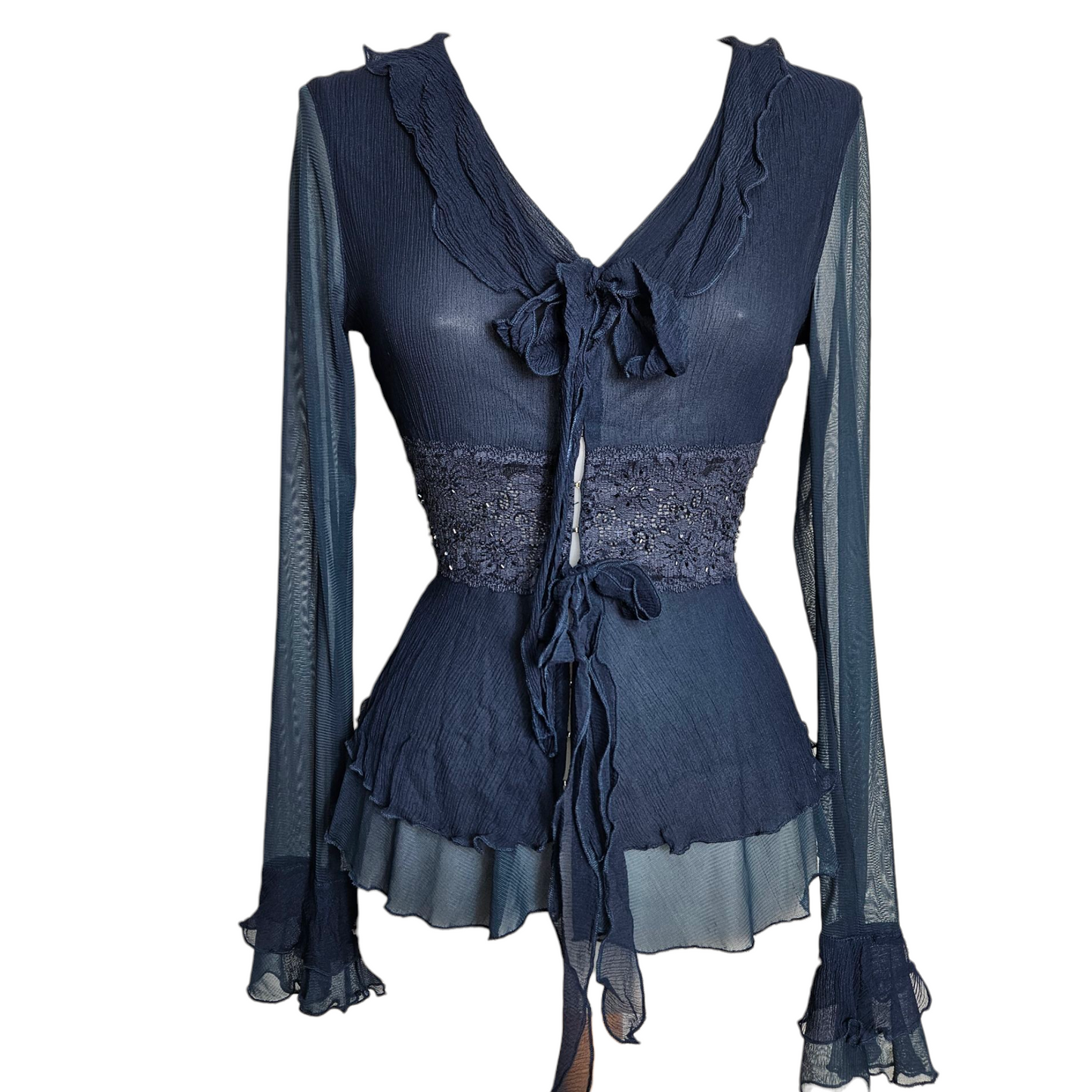 Chemisier en voile bleu