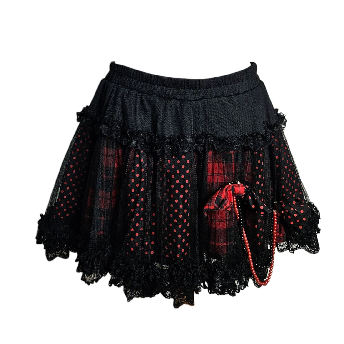 Jupe en dentelle noire et rouge