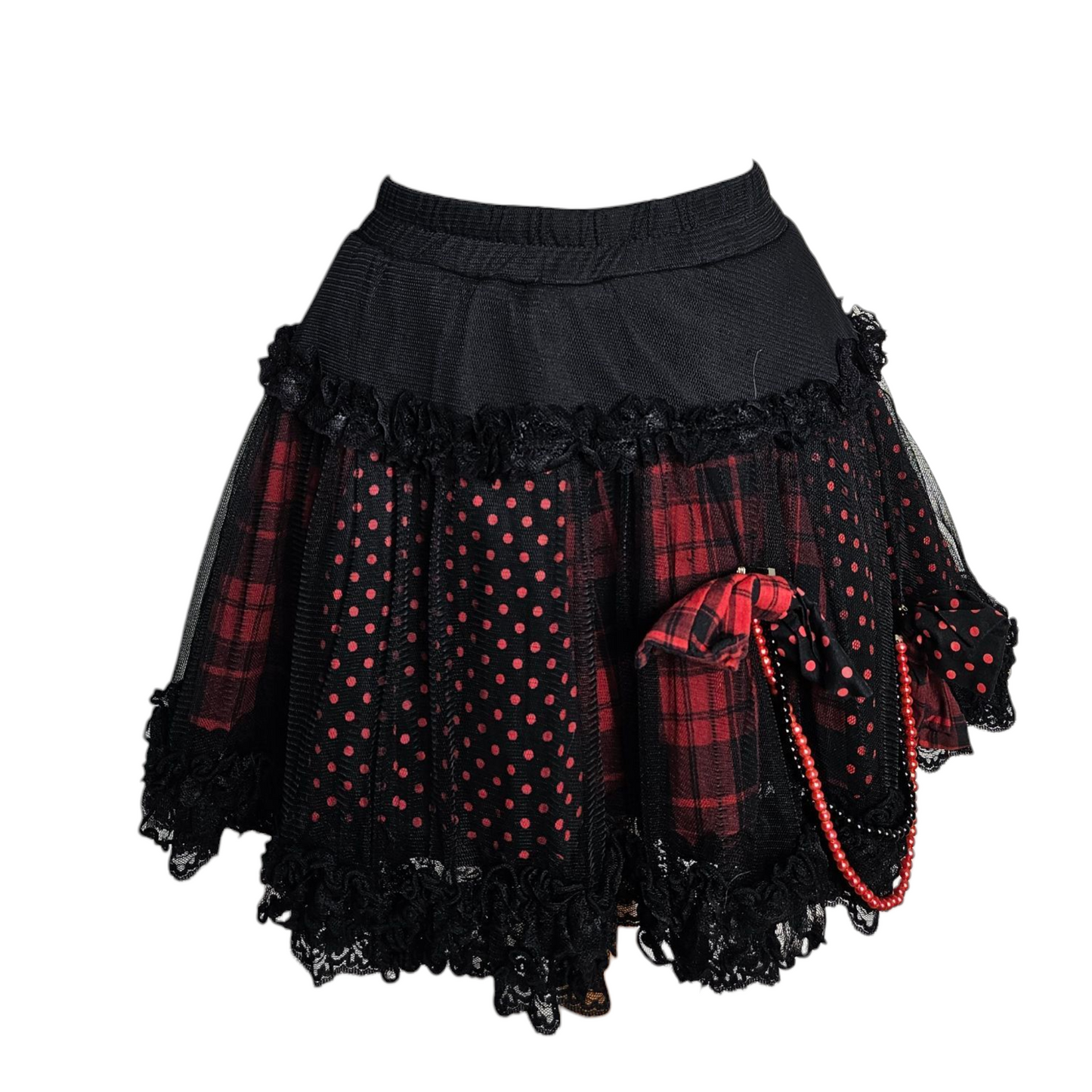 Jupe en dentelle noire et rouge