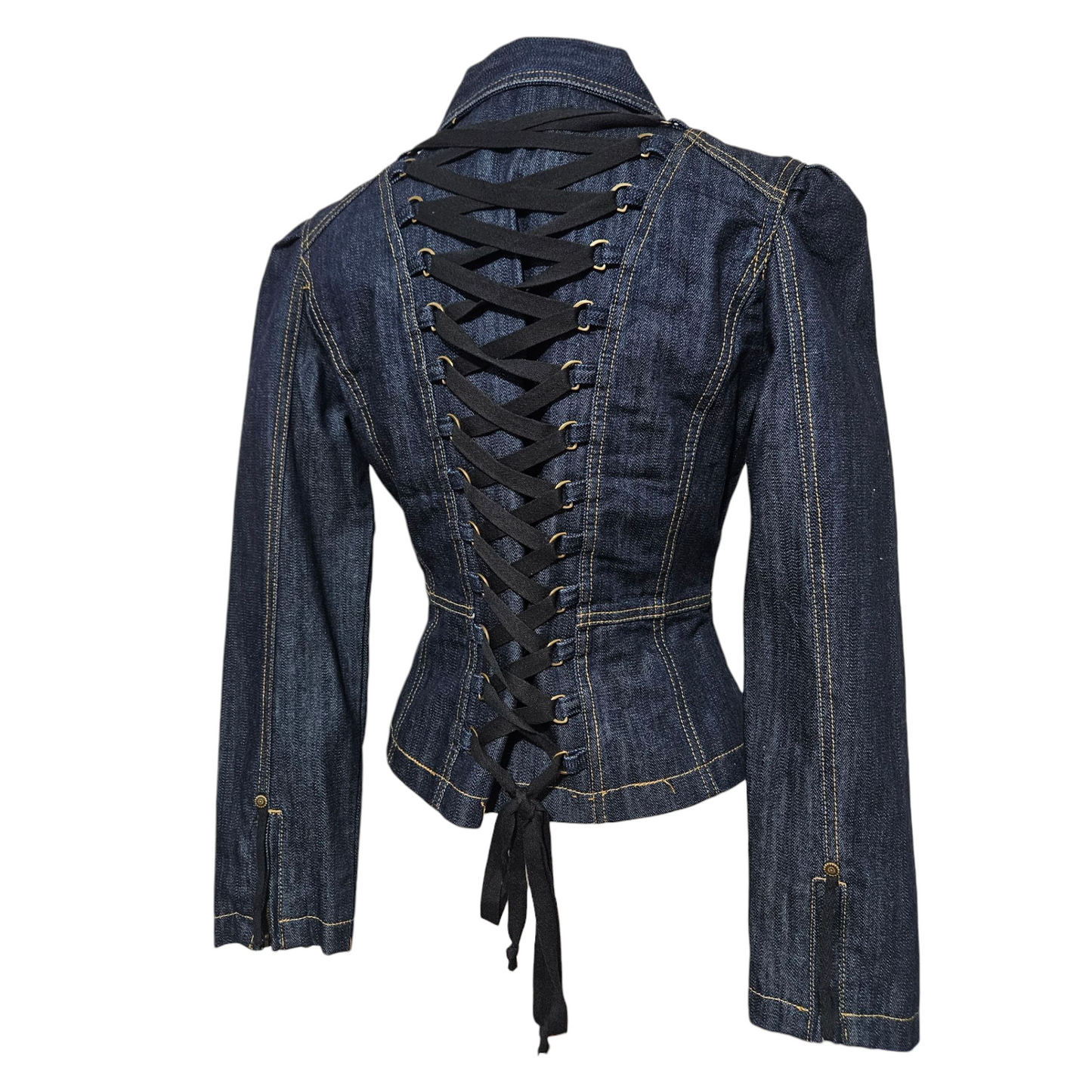 Veste en denim dos lacé