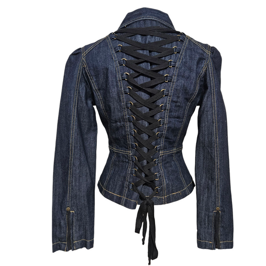 Veste en denim dos lacé