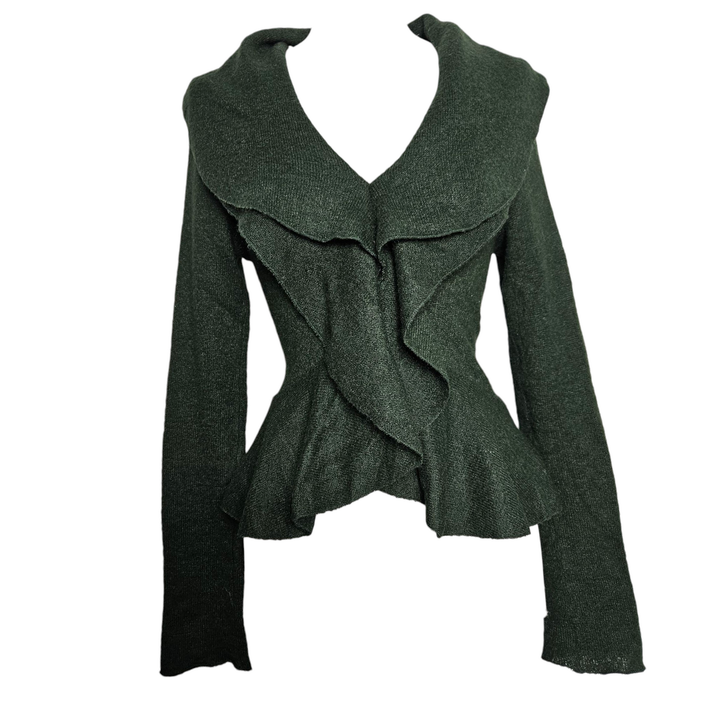 Pull vert à volants