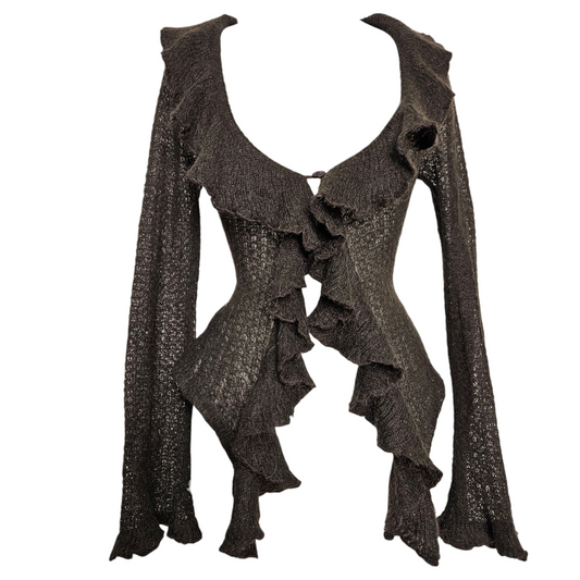 Cardigan marron à volants