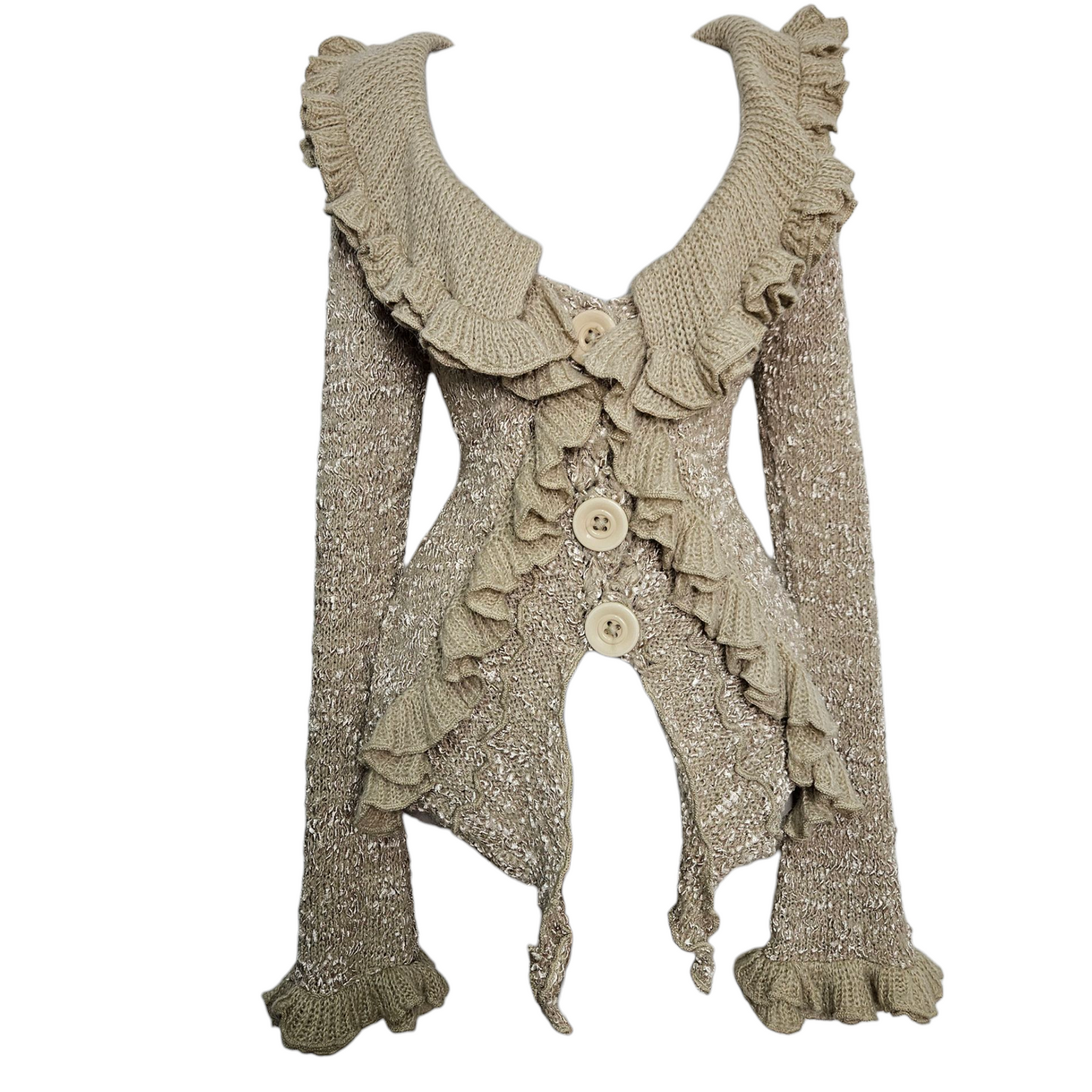 Cardigan beige à volants