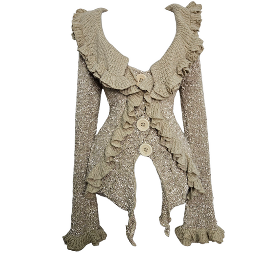 Cardigan beige à volants