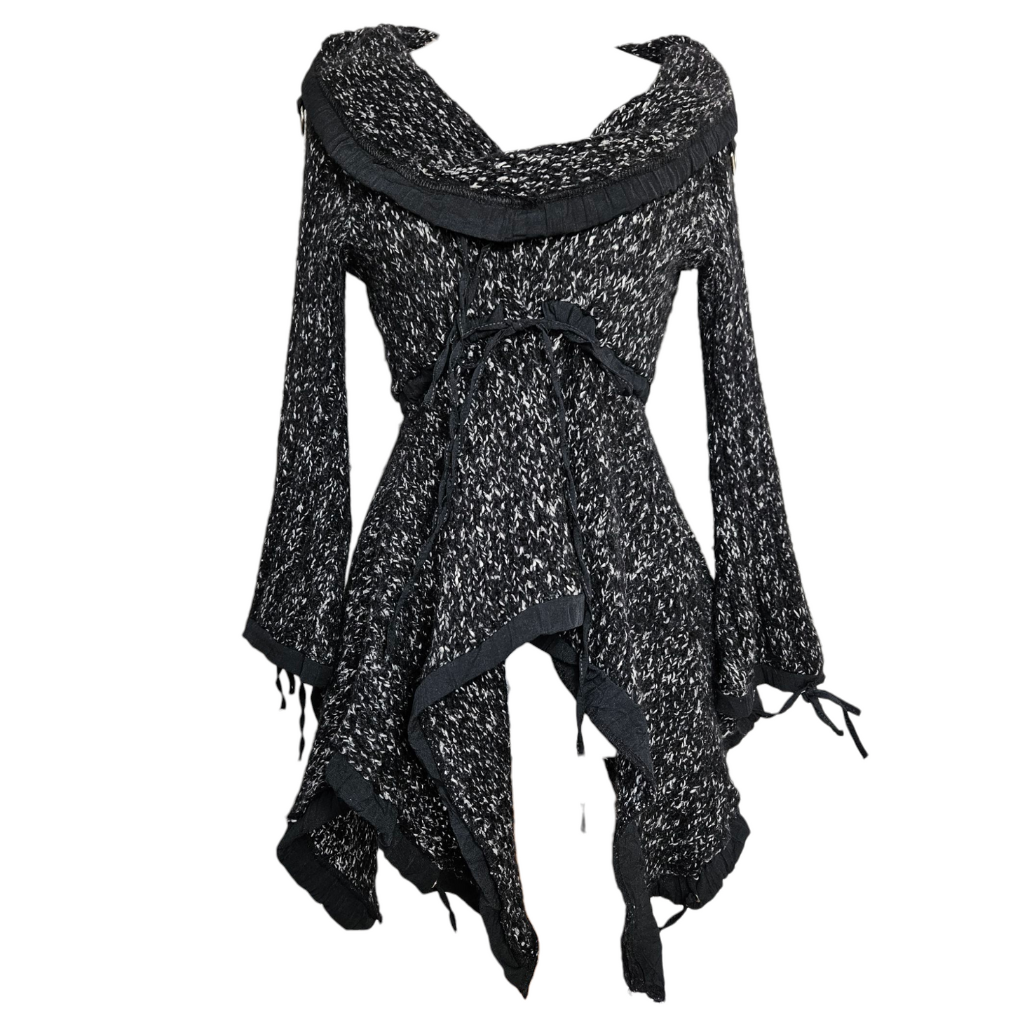 Pull gris chiné zone bleue