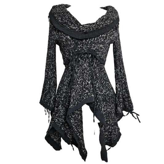 Pull gris chiné zone bleue