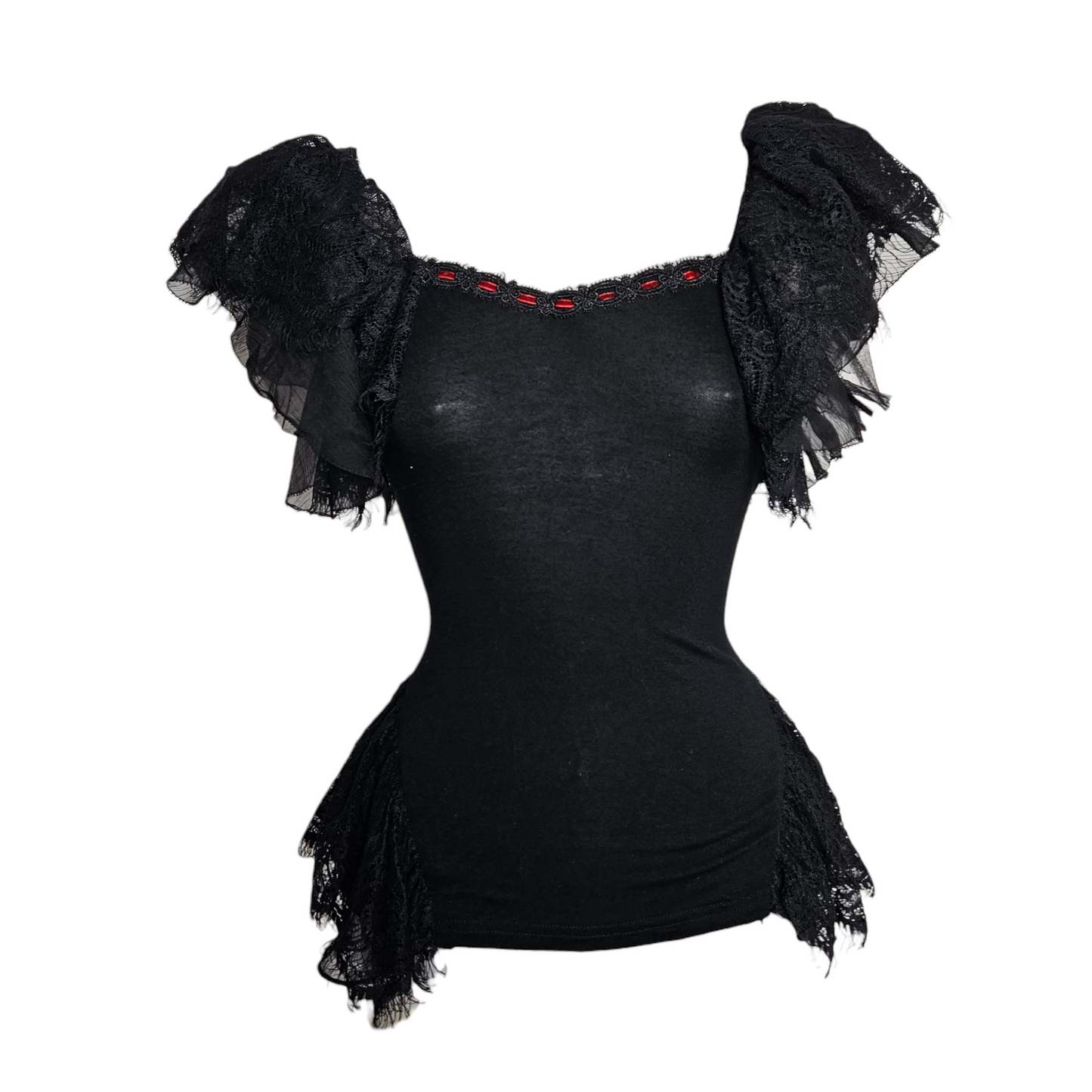 Haut détails dentelle Punk Rave