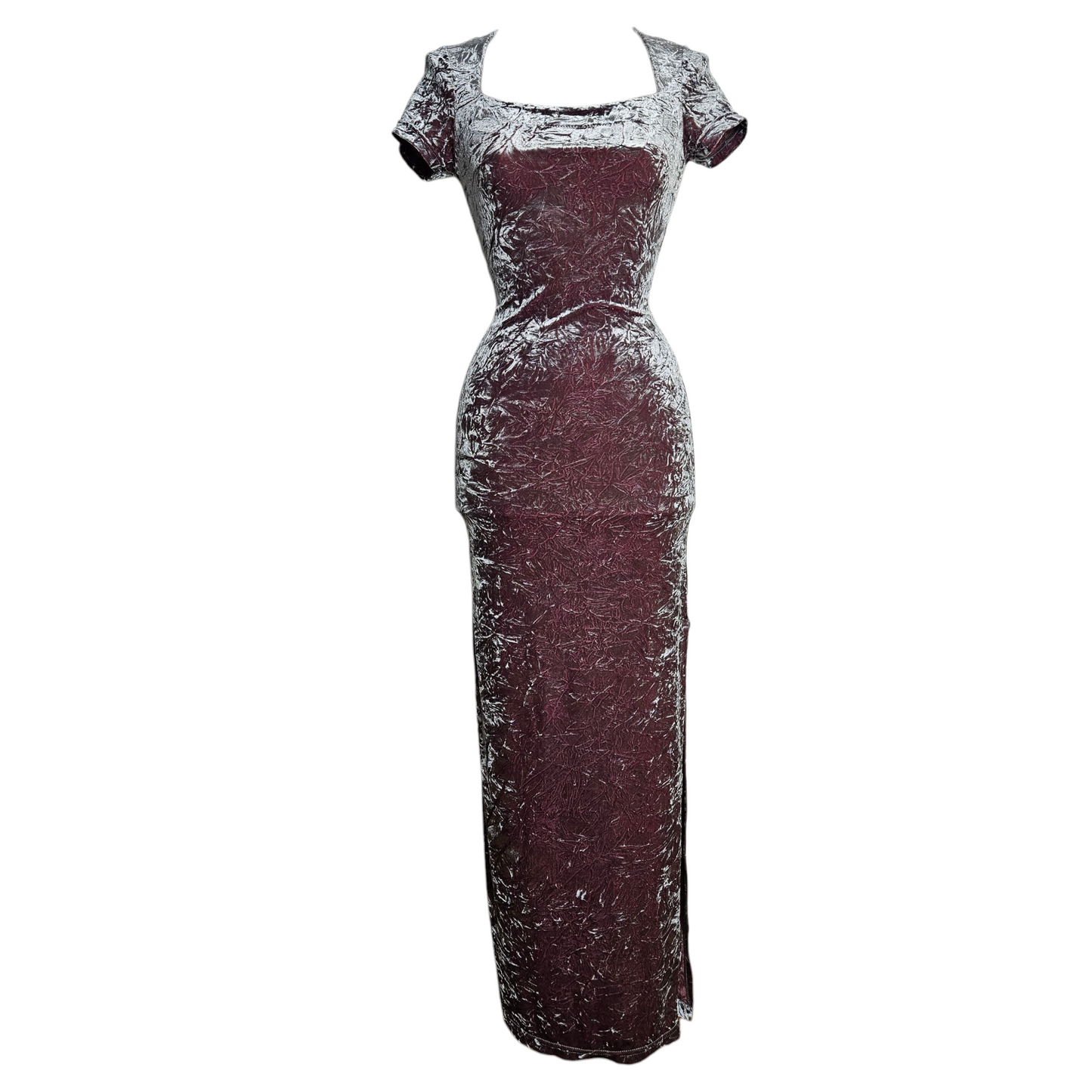 Robe en velours froissé grise